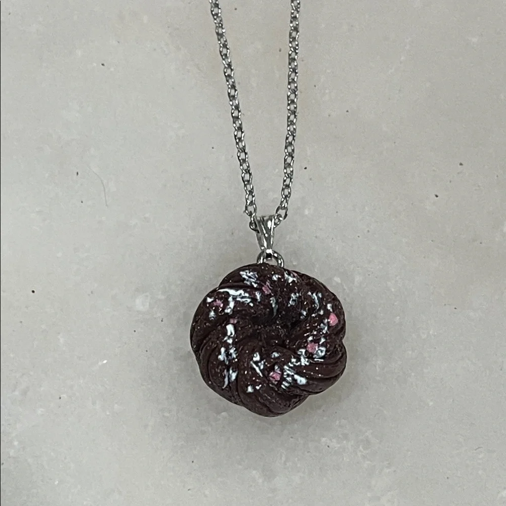 Mini Chocolate Bundt Cake Pendant Necklace